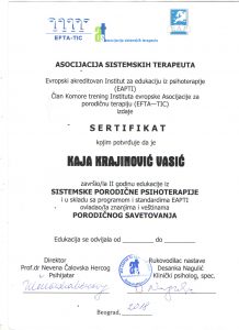 Sertifikat – druga godina edukacije
